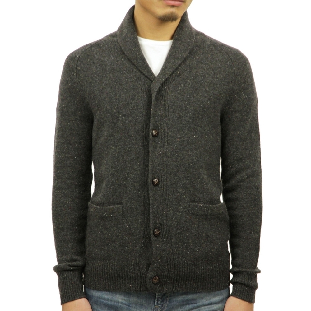 J Crew Sweater Mens Xs Gray Lambswool Donegal Cardigan Shawl Neck Scholar Nwt